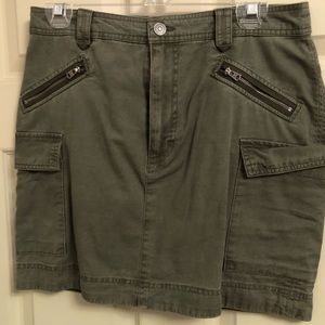 Green cargo midi skirt